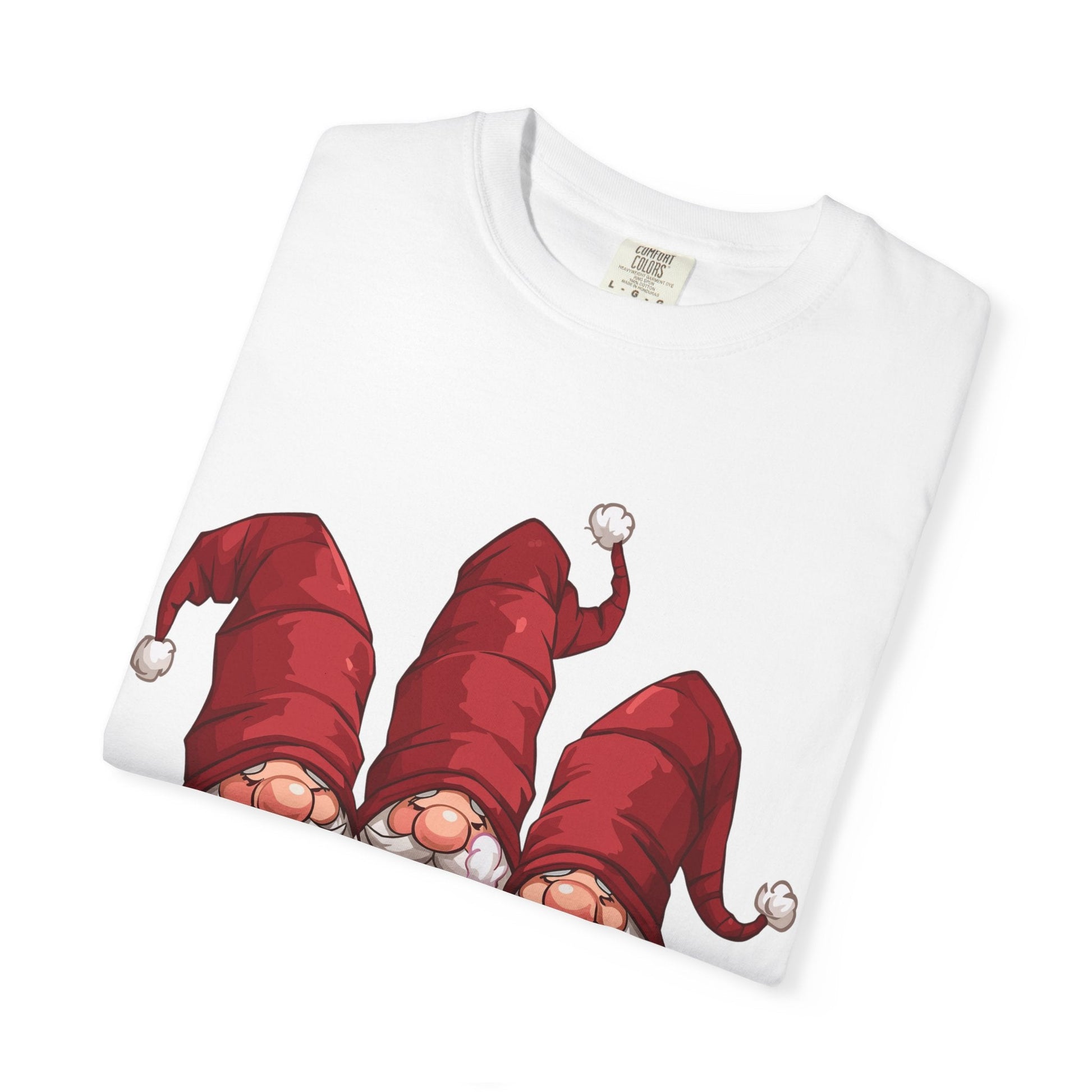 Gnome Sweet Gnome: Holiday Trio Illustration, Festive Digital ArtT-Shirt – Custom T-Shirt by PixelCraft360, unique decoration for events and special gifts
