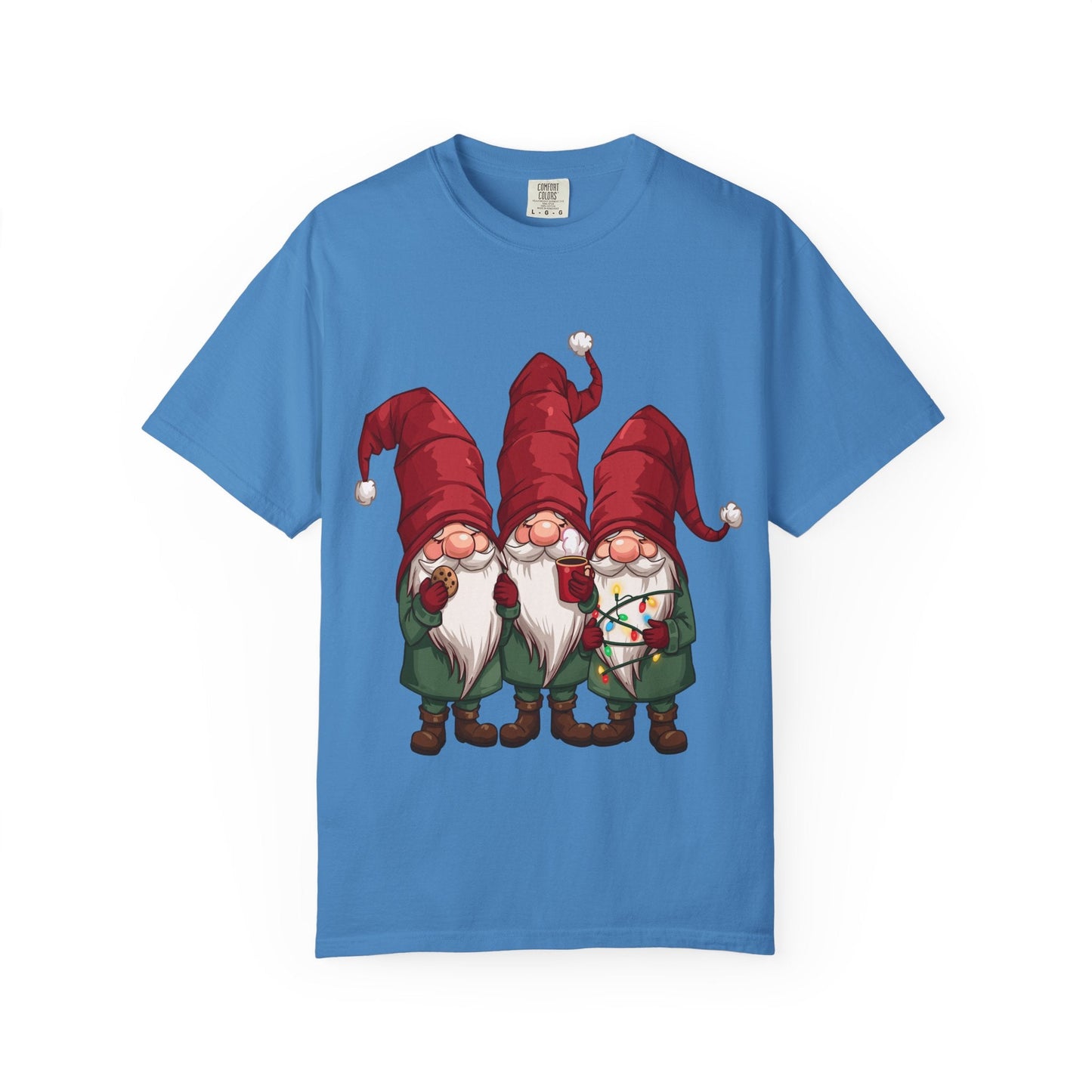 Gnome Sweet Gnome: Holiday Trio Illustration, Festive Digital ArtT-Shirt – Custom T-Shirt by PixelCraft360, unique decoration for events and special gifts