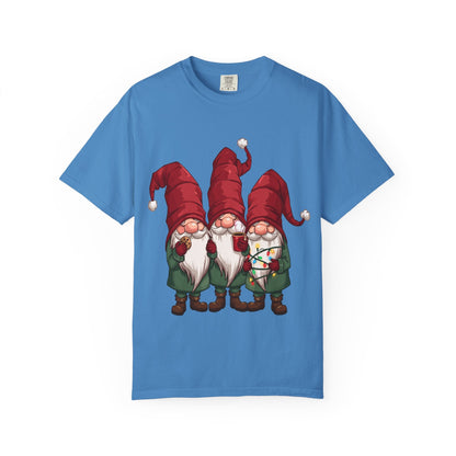 Gnome Sweet Gnome: Holiday Trio Illustration, Festive Digital ArtT-Shirt – Custom T-Shirt by PixelCraft360, unique decoration for events and special gifts