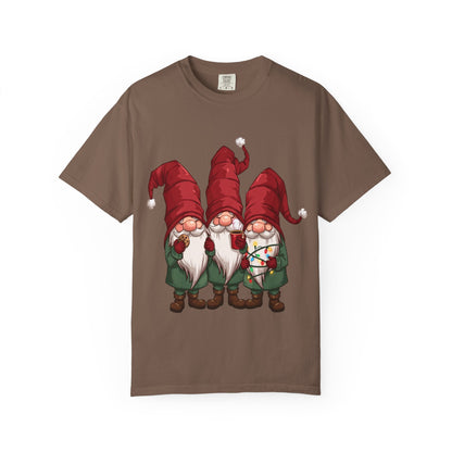 Gnome Sweet Gnome: Holiday Trio Illustration, Festive Digital ArtT-Shirt – Custom T-Shirt by PixelCraft360, unique decoration for events and special gifts