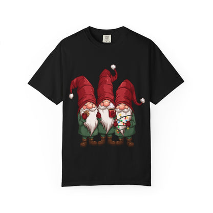 Gnome Sweet Gnome: Holiday Trio Illustration, Festive Digital ArtT-Shirt – Custom T-Shirt by PixelCraft360, unique decoration for events and special gifts