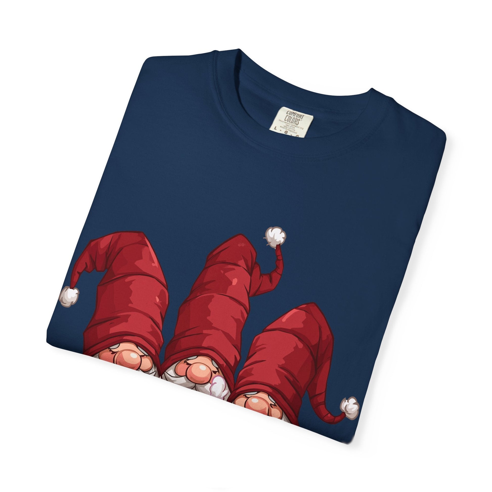 Gnome Sweet Gnome: Holiday Trio Illustration, Festive Digital ArtT-Shirt – Custom T-Shirt by PixelCraft360, unique decoration for events and special gifts