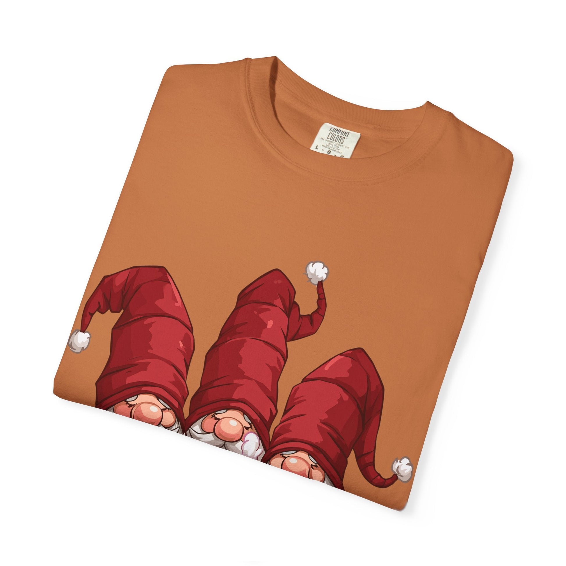 Gnome Sweet Gnome: Holiday Trio Illustration, Festive Digital ArtT-Shirt – Custom T-Shirt by PixelCraft360, unique decoration for events and special gifts