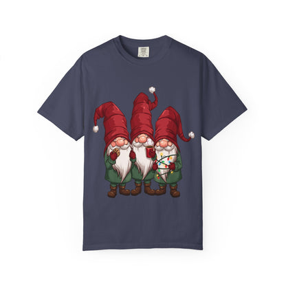 Gnome Sweet Gnome: Holiday Trio Illustration, Festive Digital ArtT-Shirt – Custom T-Shirt by PixelCraft360, unique decoration for events and special gifts