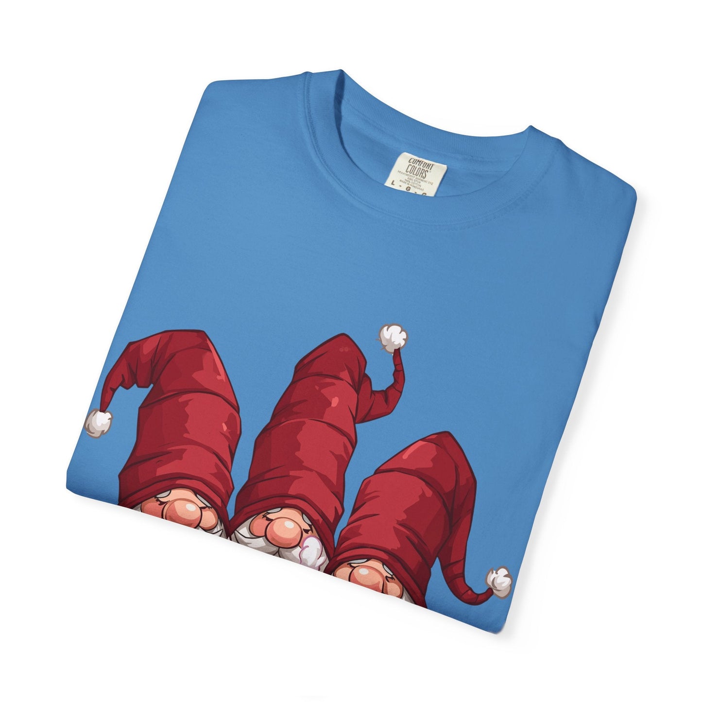 Gnome Sweet Gnome: Holiday Trio Illustration, Festive Digital ArtT-Shirt – Custom T-Shirt by PixelCraft360, unique decoration for events and special gifts
