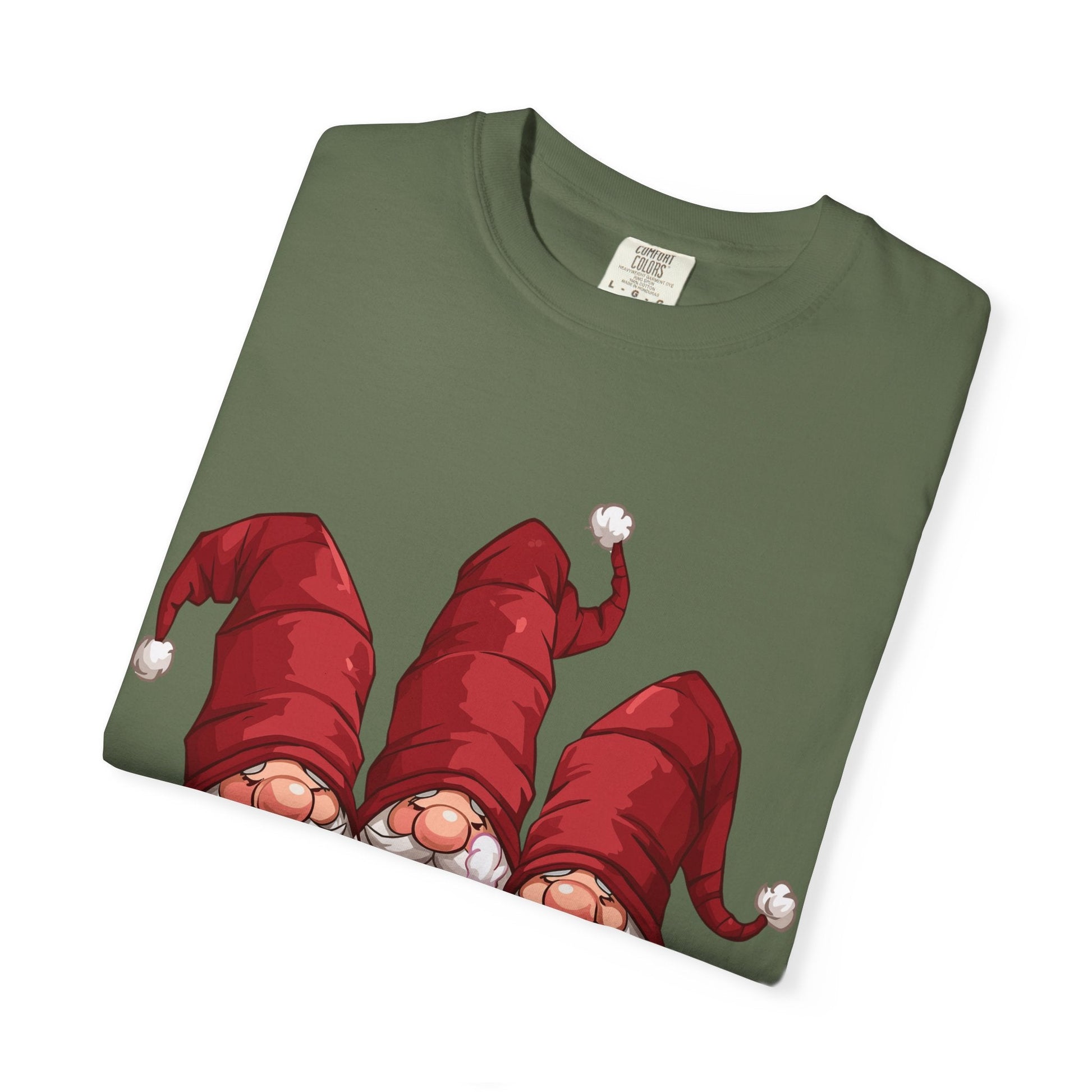 Gnome Sweet Gnome: Holiday Trio Illustration, Festive Digital ArtT-Shirt – Custom T-Shirt by PixelCraft360, unique decoration for events and special gifts
