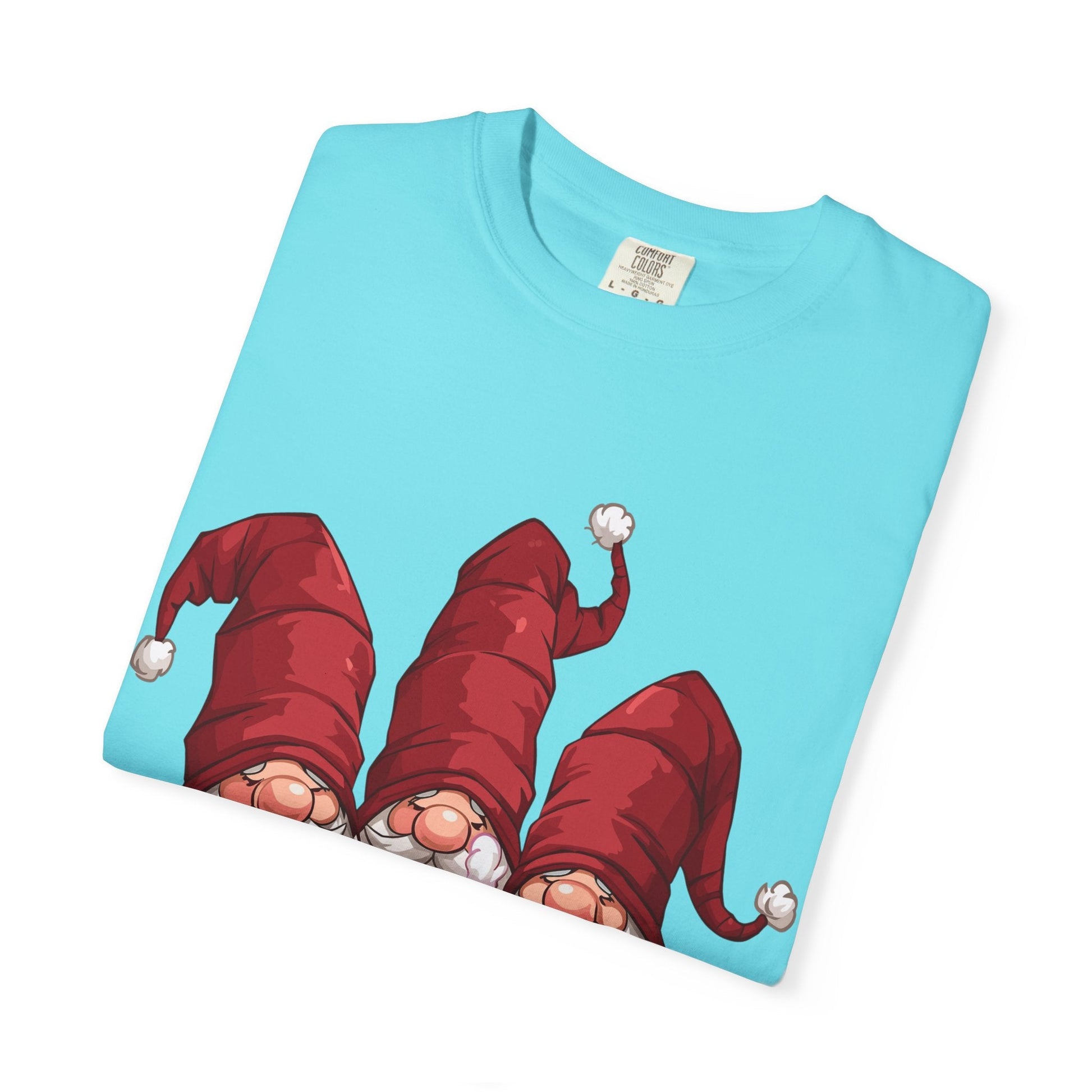 Gnome Sweet Gnome: Holiday Trio Illustration, Festive Digital ArtT-Shirt – Custom T-Shirt by PixelCraft360, unique decoration for events and special gifts