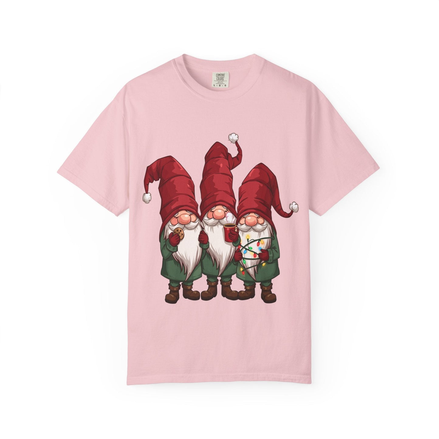 Gnome Sweet Gnome: Holiday Trio Illustration, Festive Digital ArtT-Shirt – Custom T-Shirt by PixelCraft360, unique decoration for events and special gifts