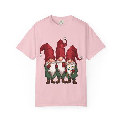 Gnome Sweet Gnome: Holiday Trio Illustration, Festive Digital ArtT-Shirt – Custom T-Shirt by PixelCraft360, unique decoration for events and special gifts