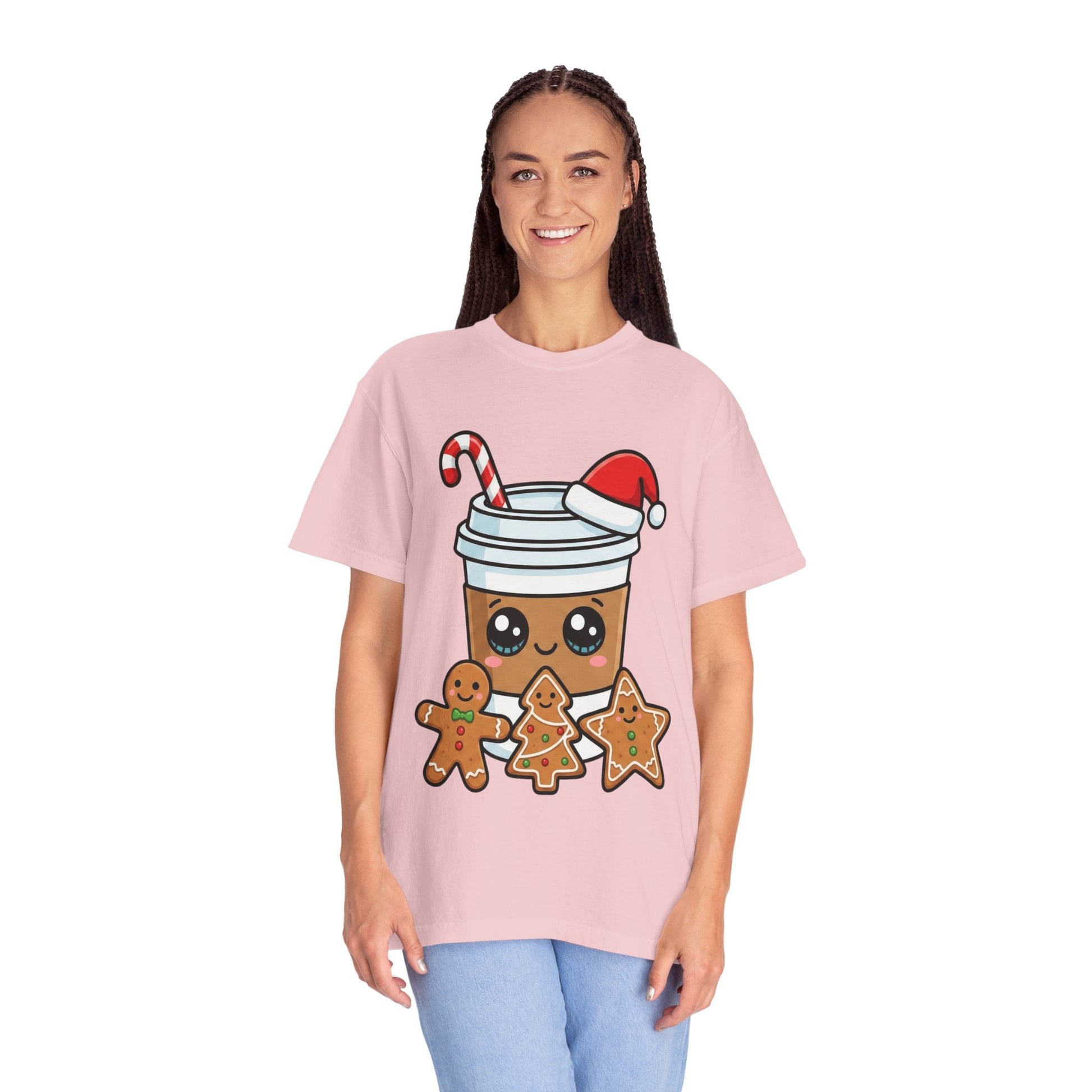 Holiday Brew Buddies: Festive Kawaii Coffee and Cookies, Cute Christmas Sticker ArtT-Shirt – Custom T-Shirt by PixelCraft360, unique decoration for events and special gifts