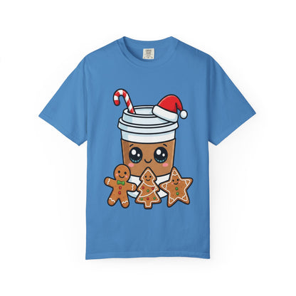Holiday Brew Buddies: Festive Kawaii Coffee and Cookies, Cute Christmas Sticker ArtT-Shirt – Custom T-Shirt by PixelCraft360, unique decoration for events and special gifts