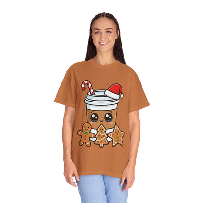 Holiday Brew Buddies: Festive Kawaii Coffee and Cookies, Cute Christmas Sticker ArtT-Shirt – Custom T-Shirt by PixelCraft360, unique decoration for events and special gifts