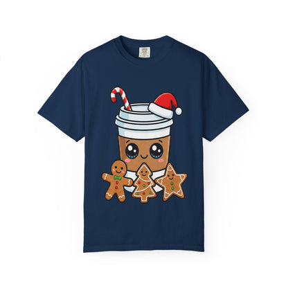 Holiday Brew Buddies: Festive Kawaii Coffee and Cookies, Cute Christmas Sticker ArtT-Shirt – Custom T-Shirt by PixelCraft360, unique decoration for events and special gifts
