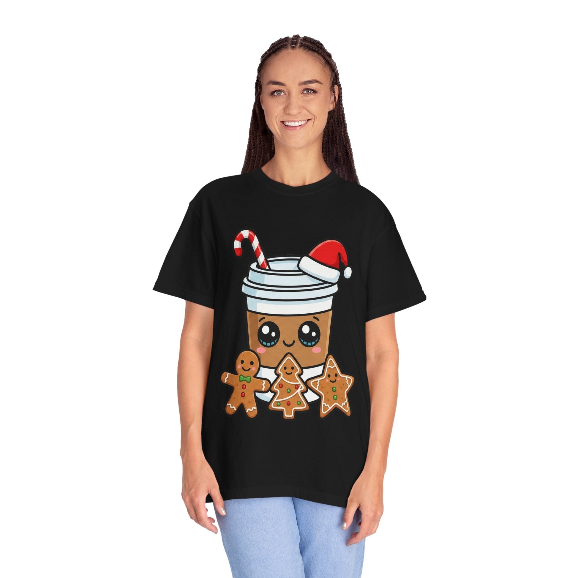 Holiday Brew Buddies: Festive Kawaii Coffee and Cookies, Cute Christmas Sticker ArtT-Shirt – Custom T-Shirt by PixelCraft360, unique decoration for events and special gifts