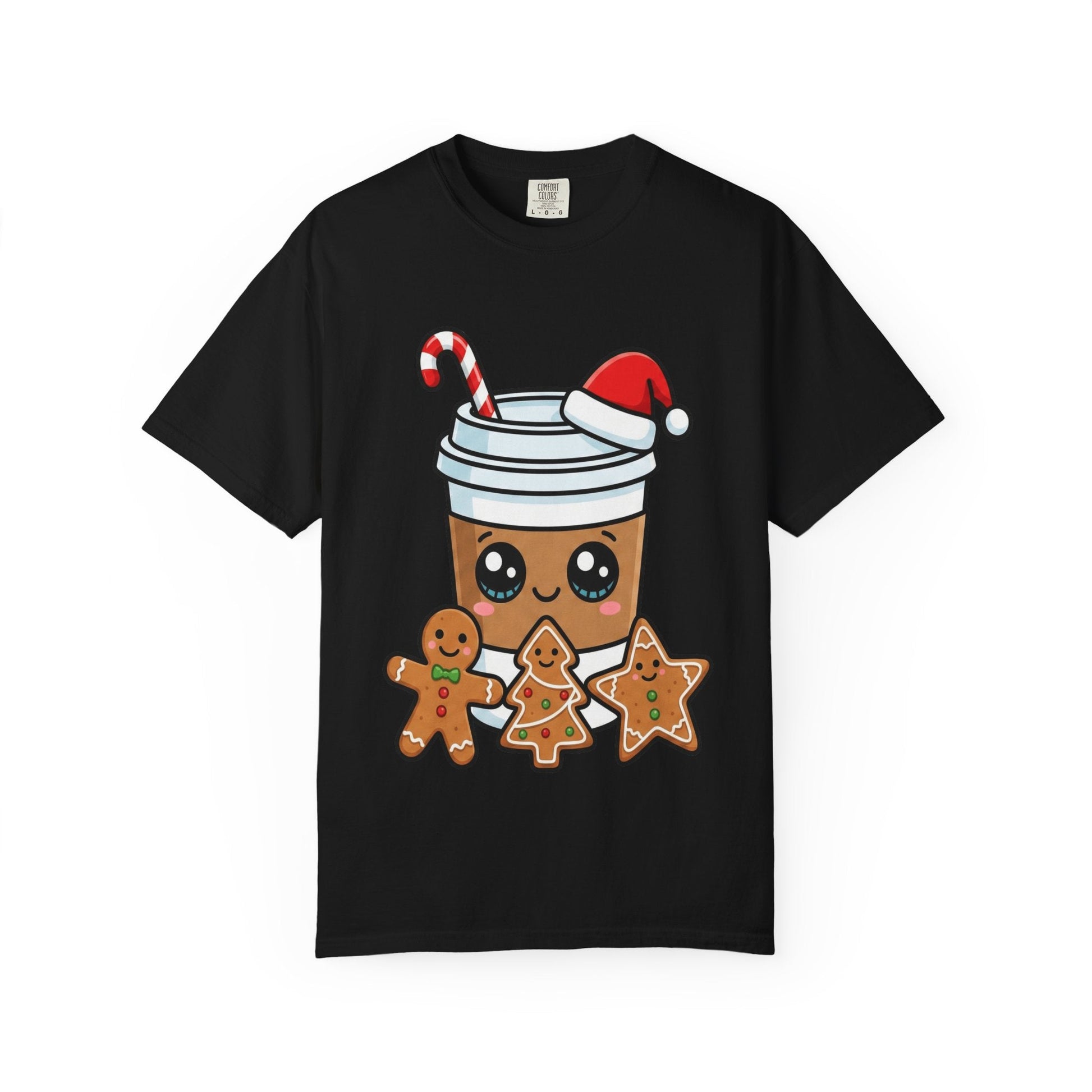 Holiday Brew Buddies: Festive Kawaii Coffee and Cookies, Cute Christmas Sticker ArtT-Shirt – Custom T-Shirt by PixelCraft360, unique decoration for events and special gifts