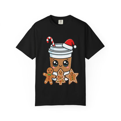 Holiday Brew Buddies: Festive Kawaii Coffee and Cookies, Cute Christmas Sticker ArtT-Shirt – Custom T-Shirt by PixelCraft360, unique decoration for events and special gifts