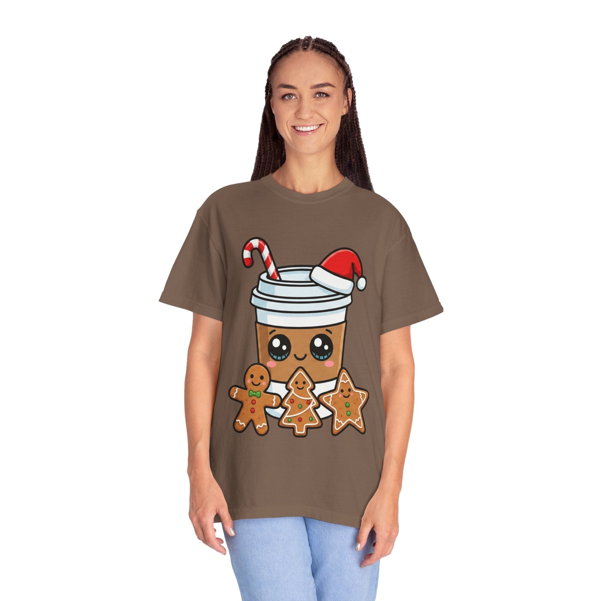 Holiday Brew Buddies: Festive Kawaii Coffee and Cookies, Cute Christmas Sticker ArtT-Shirt – Custom T-Shirt by PixelCraft360, unique decoration for events and special gifts