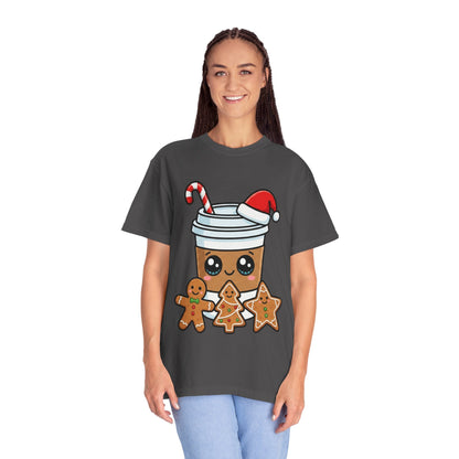 Holiday Brew Buddies: Festive Kawaii Coffee and Cookies, Cute Christmas Sticker ArtT-Shirt – Custom T-Shirt by PixelCraft360, unique decoration for events and special gifts