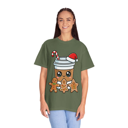 Holiday Brew Buddies: Festive Kawaii Coffee and Cookies, Cute Christmas Sticker ArtT-Shirt – Custom T-Shirt by PixelCraft360, unique decoration for events and special gifts