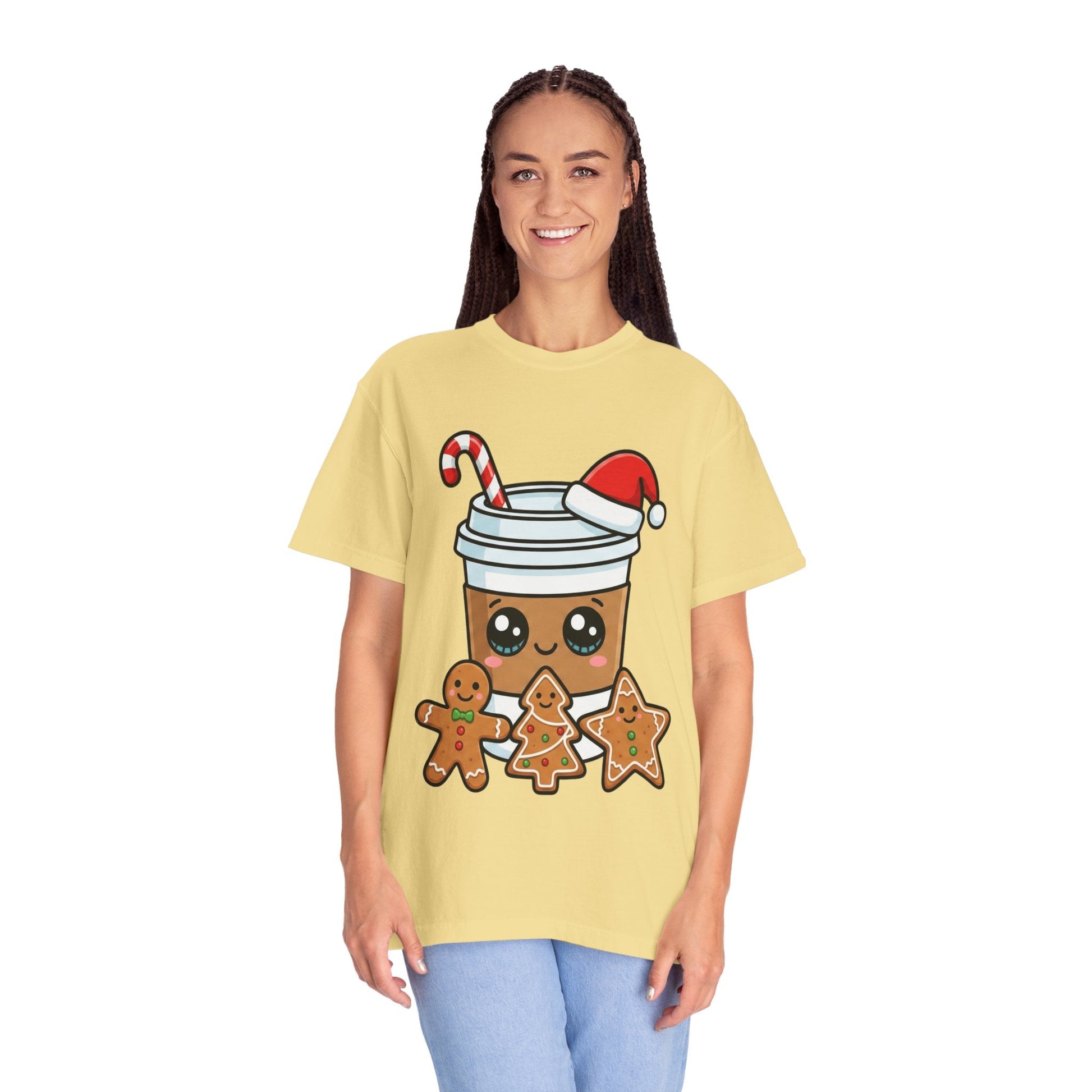 Holiday Brew Buddies: Festive Kawaii Coffee and Cookies, Cute Christmas Sticker ArtT-Shirt – Custom T-Shirt by PixelCraft360, unique decoration for events and special gifts
