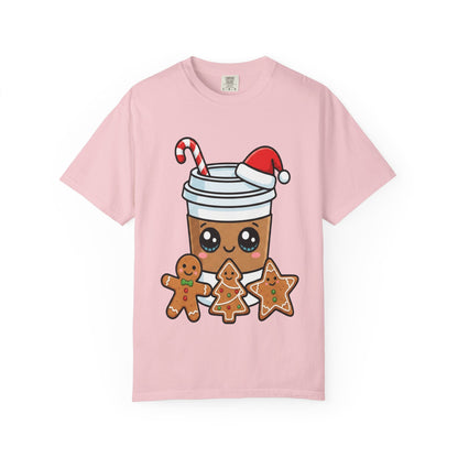 Holiday Brew Buddies: Festive Kawaii Coffee and Cookies, Cute Christmas Sticker ArtT-Shirt – Custom T-Shirt by PixelCraft360, unique decoration for events and special gifts