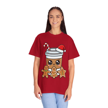 Holiday Brew Buddies: Festive Kawaii Coffee and Cookies, Cute Christmas Sticker ArtT-Shirt – Custom T-Shirt by PixelCraft360, unique decoration for events and special gifts