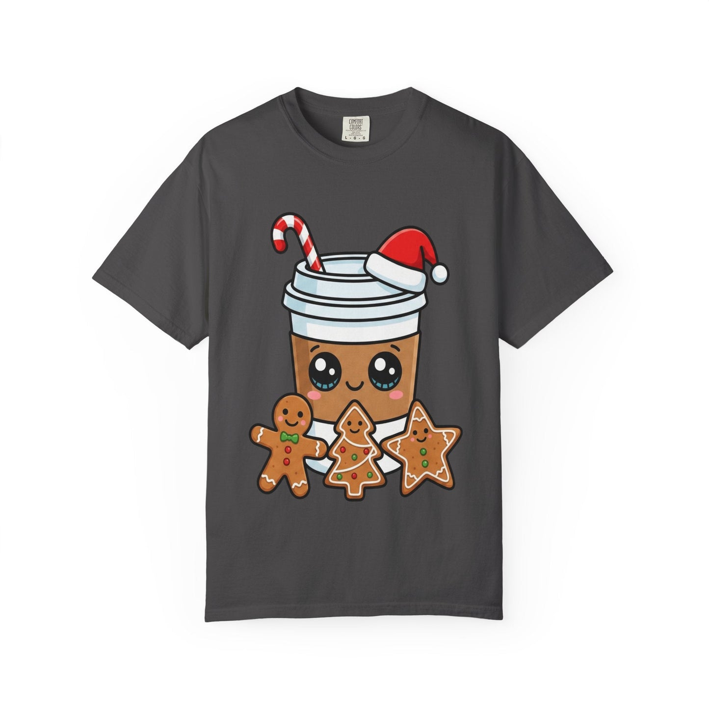 Holiday Brew Buddies: Festive Kawaii Coffee and Cookies, Cute Christmas Sticker ArtT-Shirt – Custom T-Shirt by PixelCraft360, unique decoration for events and special gifts
