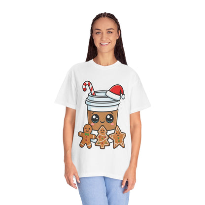 Holiday Brew Buddies: Festive Kawaii Coffee and Cookies, Cute Christmas Sticker ArtT-Shirt – Custom T-Shirt by PixelCraft360, unique decoration for events and special gifts