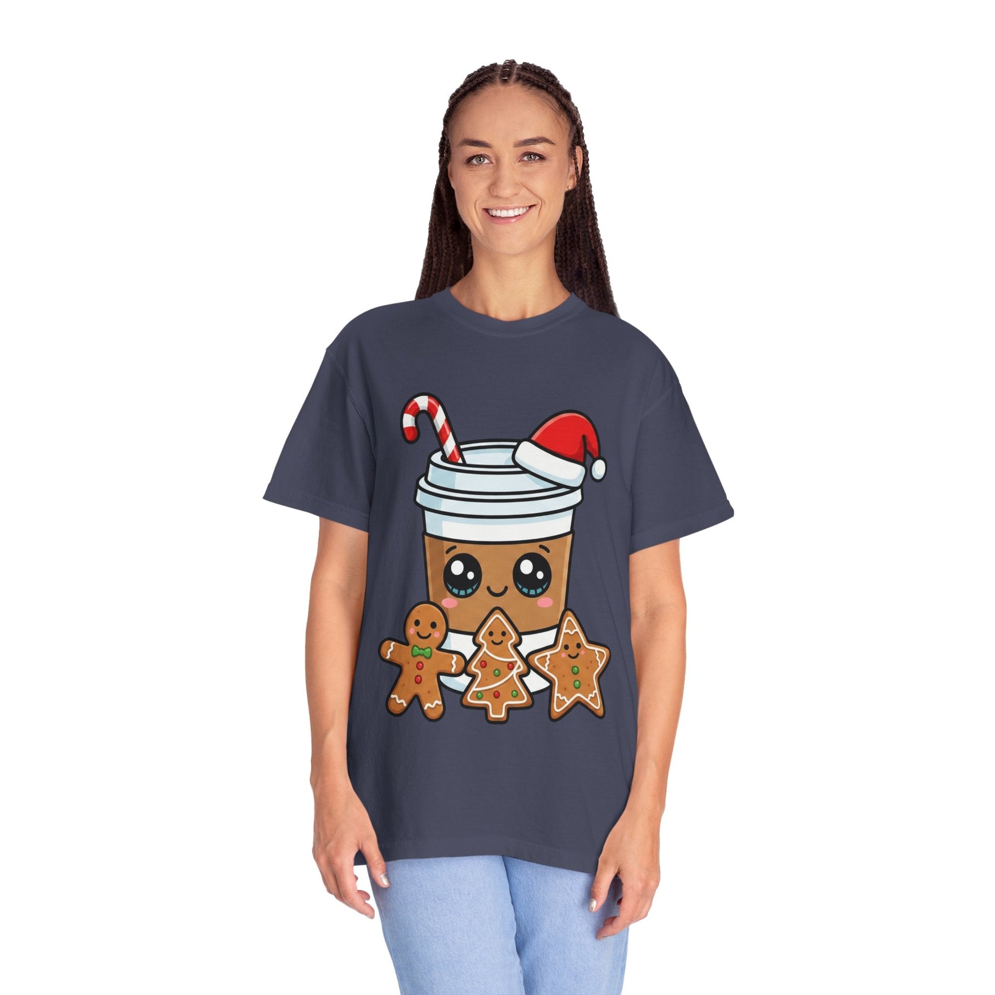 Holiday Brew Buddies: Festive Kawaii Coffee and Cookies, Cute Christmas Sticker ArtT-Shirt – Custom T-Shirt by PixelCraft360, unique decoration for events and special gifts