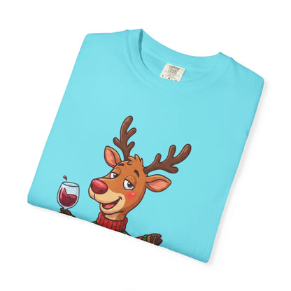 Holiday Cheer Unleashed: Festive Reindeer Illustration, Whimsical Christmas Character ArtT-Shirt – Custom T-Shirt by PixelCraft360, unique decoration for events and special gifts