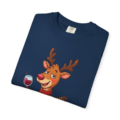 Holiday Cheer Unleashed: Festive Reindeer Illustration, Whimsical Christmas Character ArtT-Shirt – Custom T-Shirt by PixelCraft360, unique decoration for events and special gifts