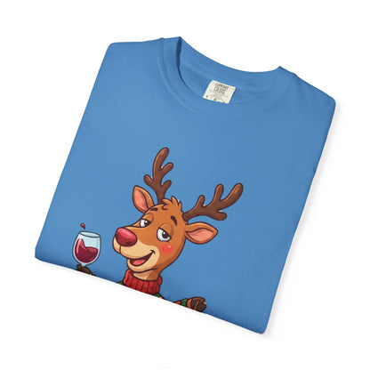 Holiday Cheer Unleashed: Festive Reindeer Illustration, Whimsical Christmas Character ArtT-Shirt – Custom T-Shirt by PixelCraft360, unique decoration for events and special gifts