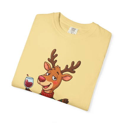 Holiday Cheer Unleashed: Festive Reindeer Illustration, Whimsical Christmas Character ArtT-Shirt – Custom T-Shirt by PixelCraft360, unique decoration for events and special gifts