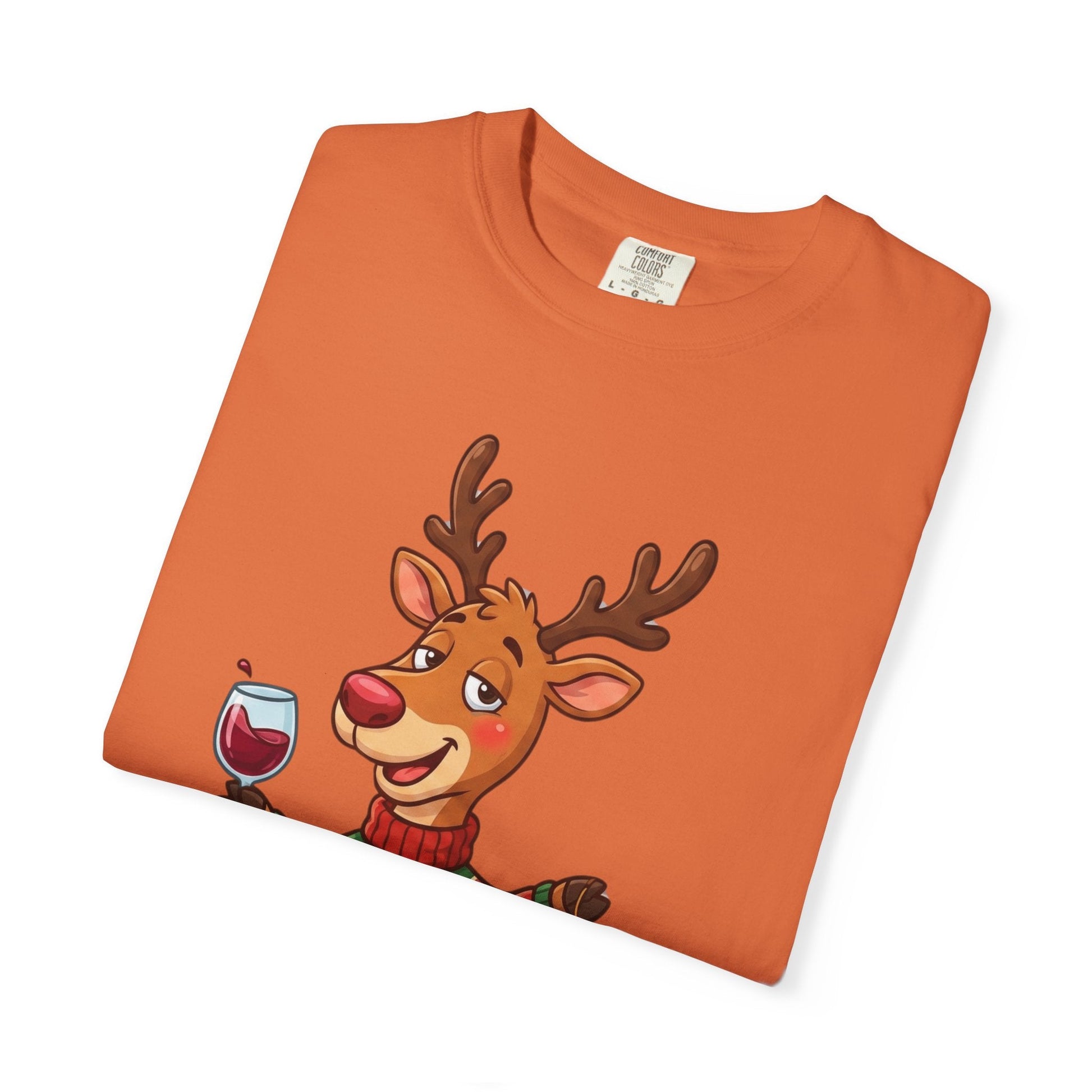 Holiday Cheer Unleashed: Festive Reindeer Illustration, Whimsical Christmas Character ArtT-Shirt – Custom T-Shirt by PixelCraft360, unique decoration for events and special gifts