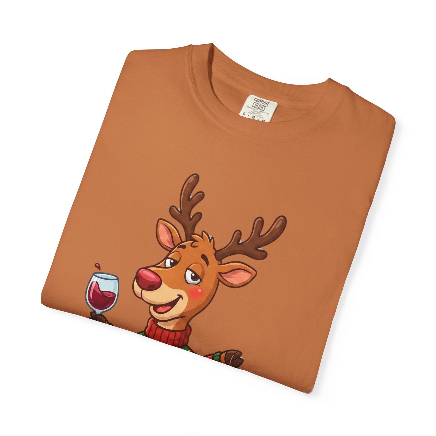 Holiday Cheer Unleashed: Festive Reindeer Illustration, Whimsical Christmas Character ArtT-Shirt – Custom T-Shirt by PixelCraft360, unique decoration for events and special gifts