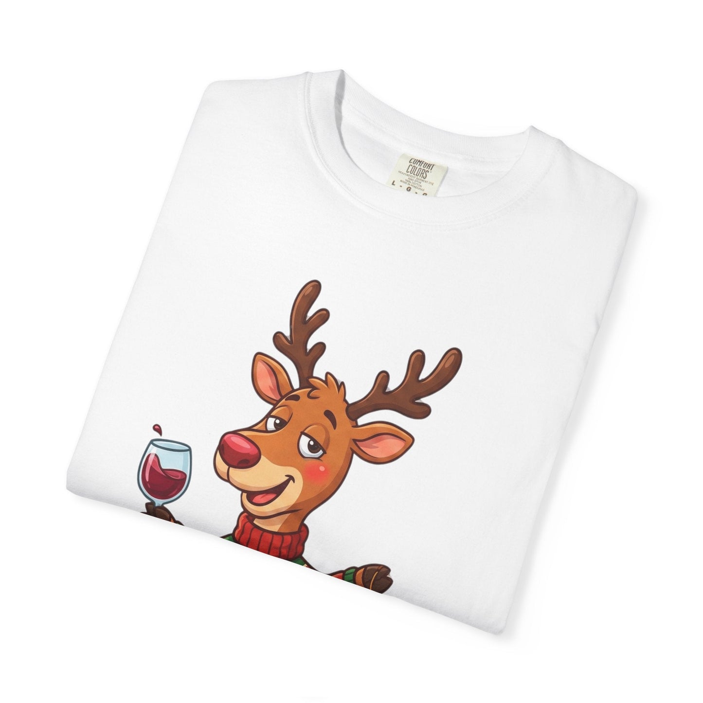 Holiday Cheer Unleashed: Festive Reindeer Illustration, Whimsical Christmas Character ArtT-Shirt – Custom T-Shirt by PixelCraft360, unique decoration for events and special gifts