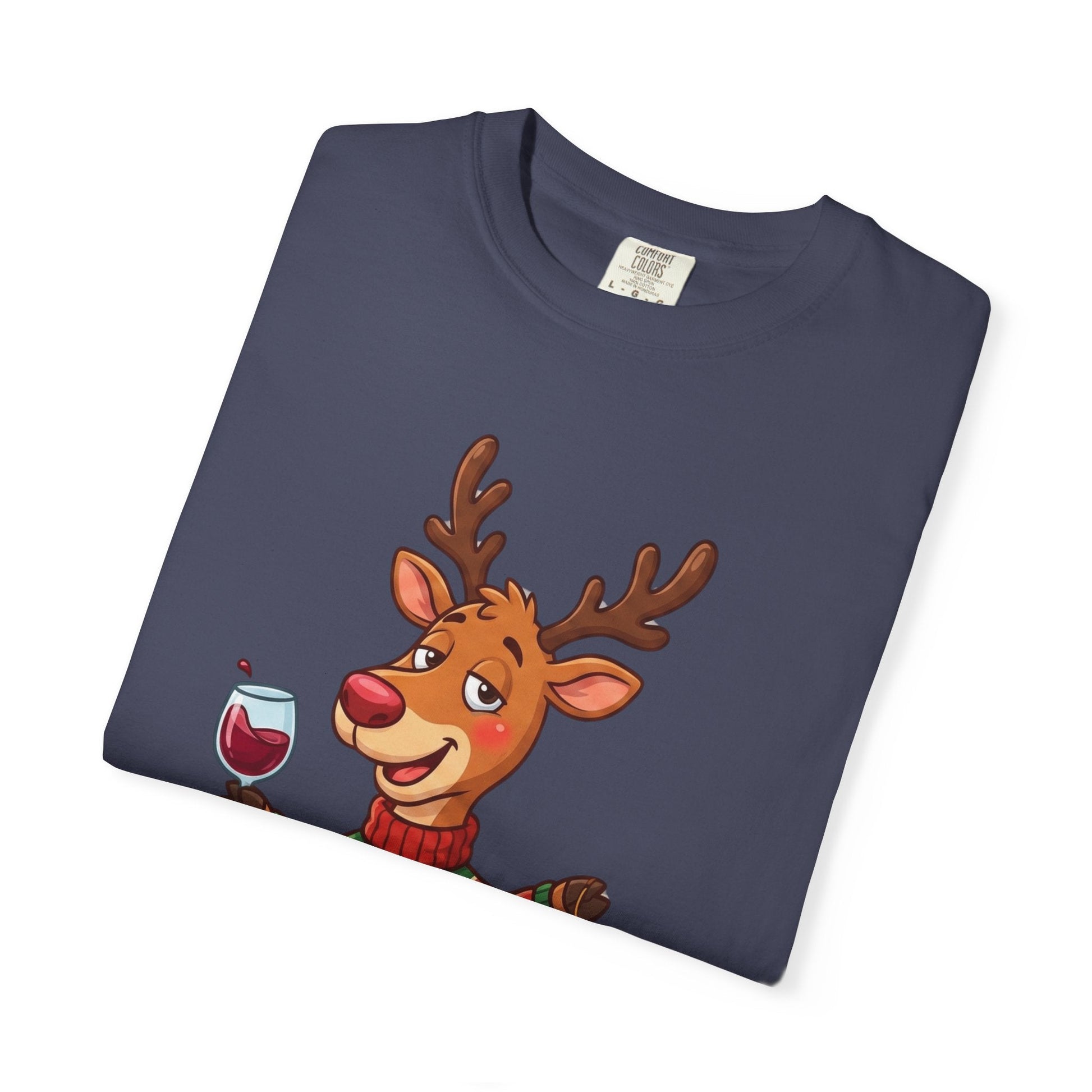 Holiday Cheer Unleashed: Festive Reindeer Illustration, Whimsical Christmas Character ArtT-Shirt – Custom T-Shirt by PixelCraft360, unique decoration for events and special gifts