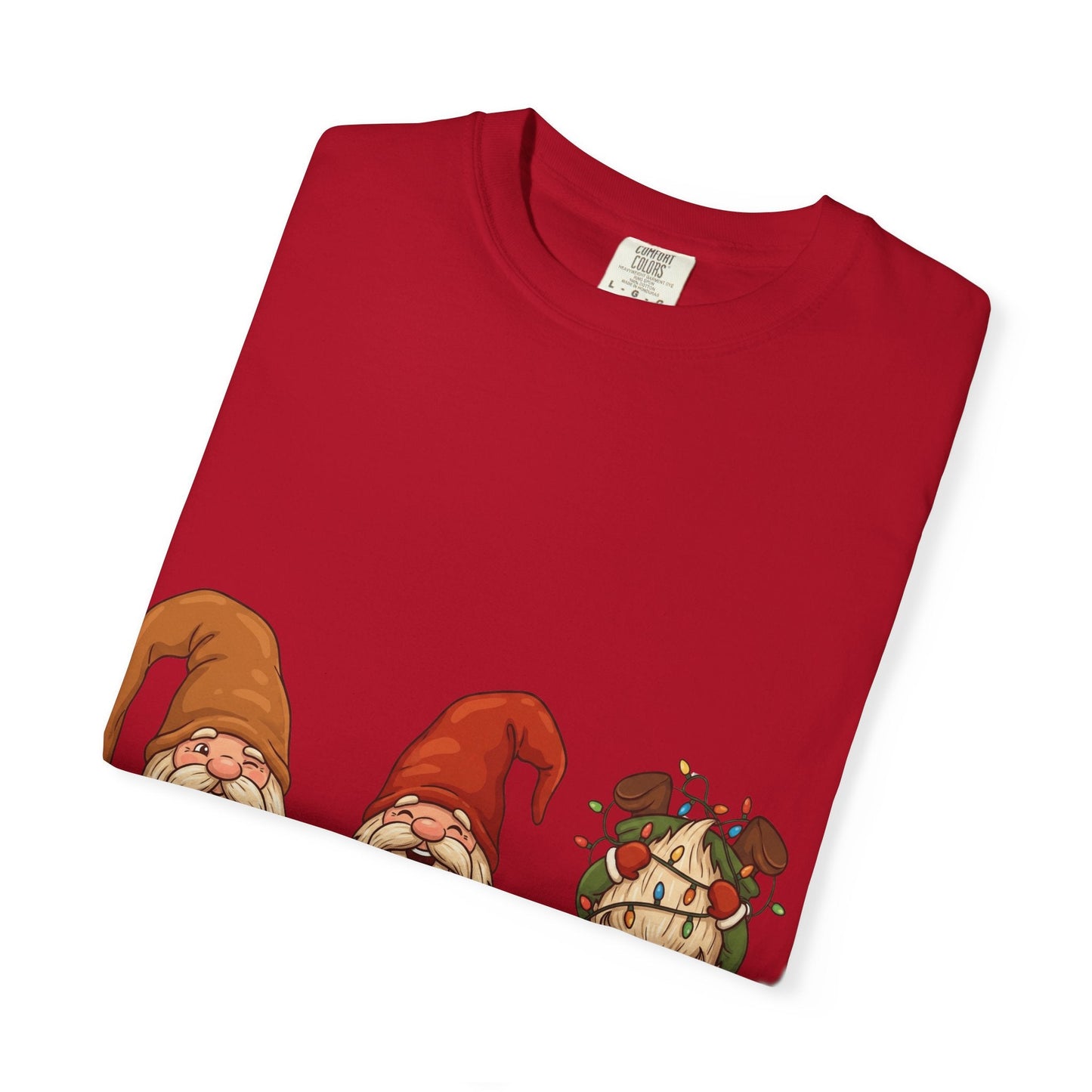 Holiday Gnome Gathering: Festive Folklore Illustration, Whimsical Cartoon Christmas CharmT-Shirt – Custom T-Shirt by PixelCraft360, unique decoration for events and special gifts