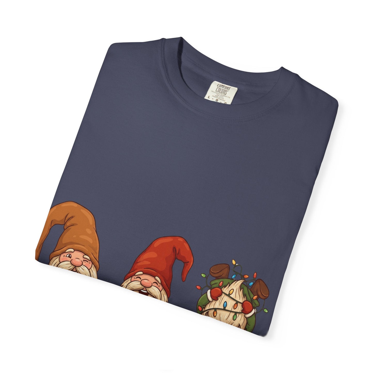 Holiday Gnome Gathering: Festive Folklore Illustration, Whimsical Cartoon Christmas CharmT-Shirt – Custom T-Shirt by PixelCraft360, unique decoration for events and special gifts
