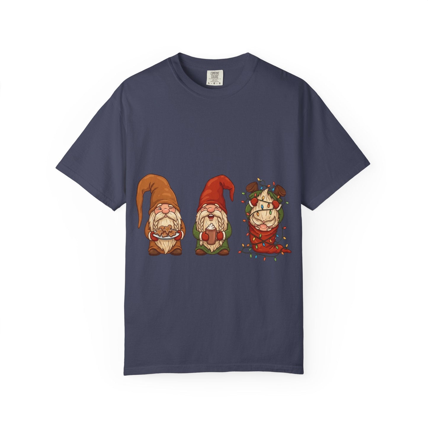 Holiday Gnome Gathering: Festive Folklore Illustration, Whimsical Cartoon Christmas CharmT-Shirt – Custom T-Shirt by PixelCraft360, unique decoration for events and special gifts