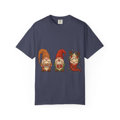 Holiday Gnome Gathering: Festive Folklore Illustration, Whimsical Cartoon Christmas CharmT-Shirt – Custom T-Shirt by PixelCraft360, unique decoration for events and special gifts