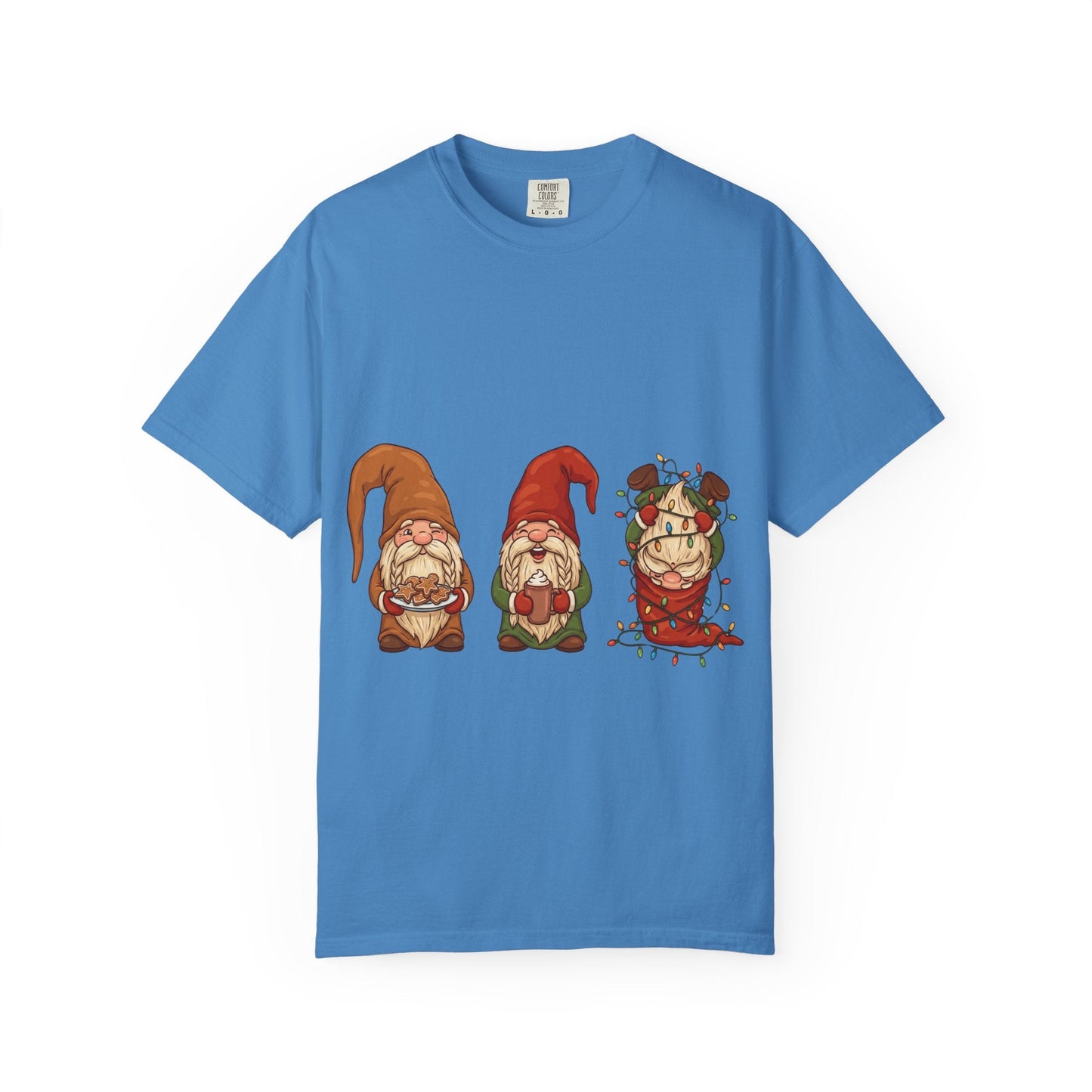 Holiday Gnome Gathering: Festive Folklore Illustration, Whimsical Cartoon Christmas CharmT-Shirt – Custom T-Shirt by PixelCraft360, unique decoration for events and special gifts