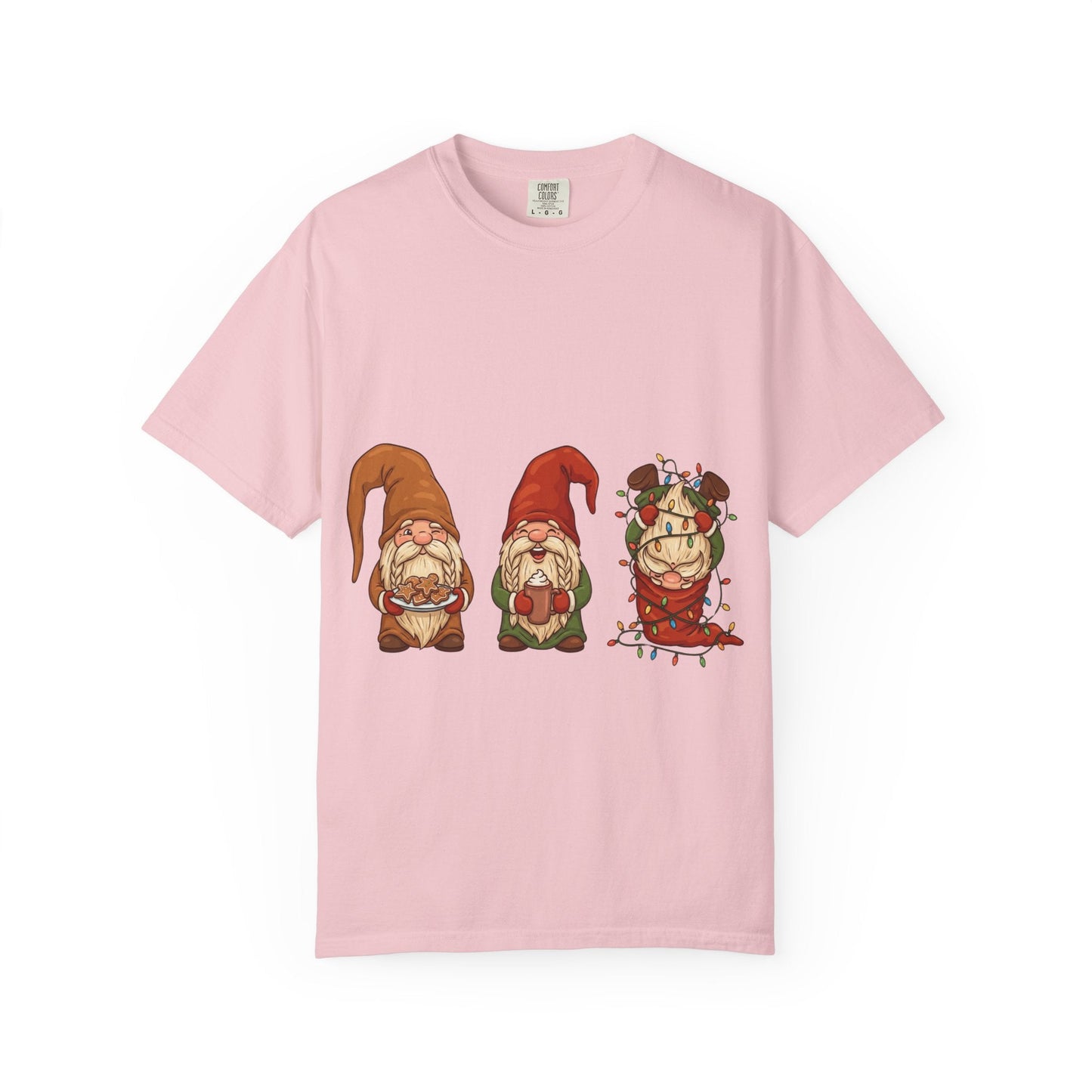Holiday Gnome Gathering: Festive Folklore Illustration, Whimsical Cartoon Christmas CharmT-Shirt – Custom T-Shirt by PixelCraft360, unique decoration for events and special gifts