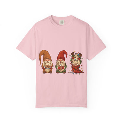 Holiday Gnome Gathering: Festive Folklore Illustration, Whimsical Cartoon Christmas CharmT-Shirt – Custom T-Shirt by PixelCraft360, unique decoration for events and special gifts