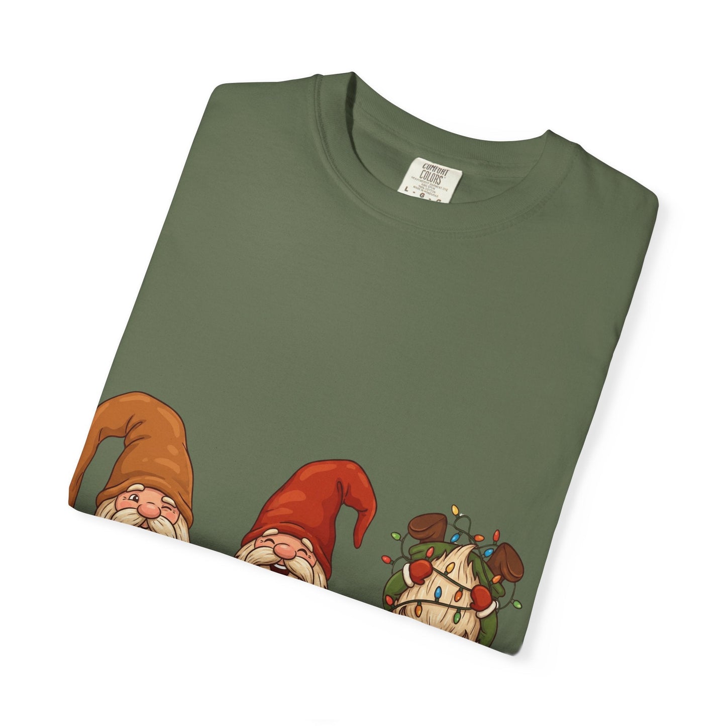 Holiday Gnome Gathering: Festive Folklore Illustration, Whimsical Cartoon Christmas CharmT-Shirt – Custom T-Shirt by PixelCraft360, unique decoration for events and special gifts