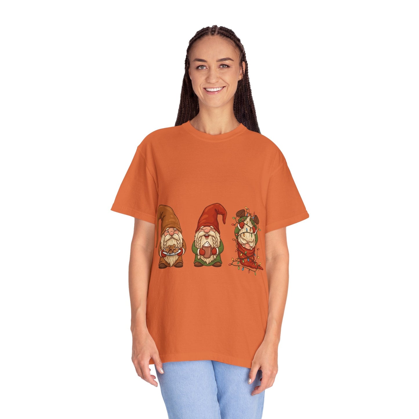 Holiday Gnome Gathering: Festive Folklore Illustration, Whimsical Cartoon Christmas CharmT-Shirt – Custom T-Shirt by PixelCraft360, unique decoration for events and special gifts