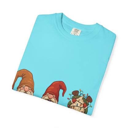 Holiday Gnome Gathering: Festive Folklore Illustration, Whimsical Cartoon Christmas CharmT-Shirt – Custom T-Shirt by PixelCraft360, unique decoration for events and special gifts