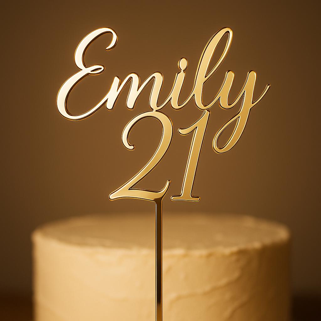 Custom Name Acrylic Cake Topper – Luxe Script Design - 7