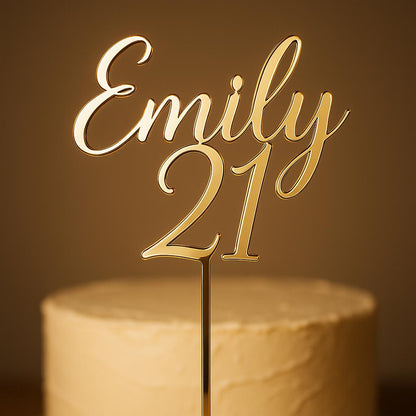 Custom Name Acrylic Cake Topper – Luxe Script Design - 7