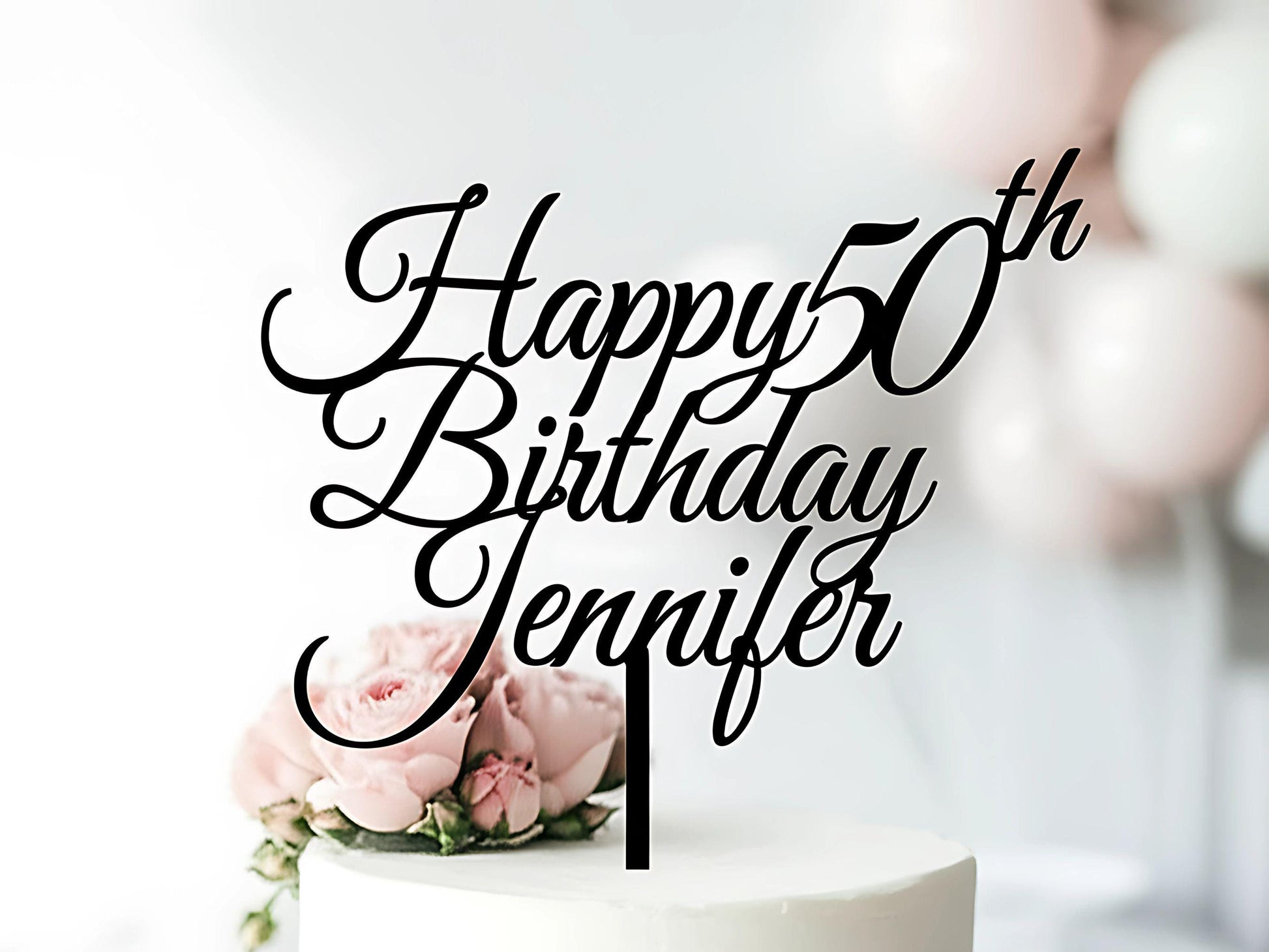 Custom Name Acrylic Cake Topper – Luxe Script Design - 1